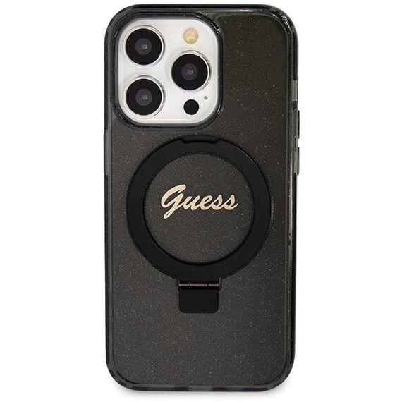 Guess Ring Stand Script Glitter MagSafe case for iPhone 13 Pro Max - black - Apple Cases - Cases - Techbox