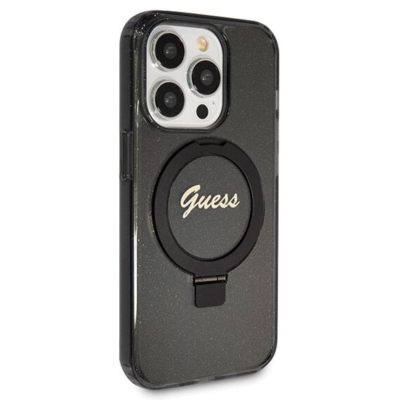 Guess Ring Stand Script Glitter MagSafe case for iPhone 13 Pro Max - black - Apple Cases - Cases - Techbox