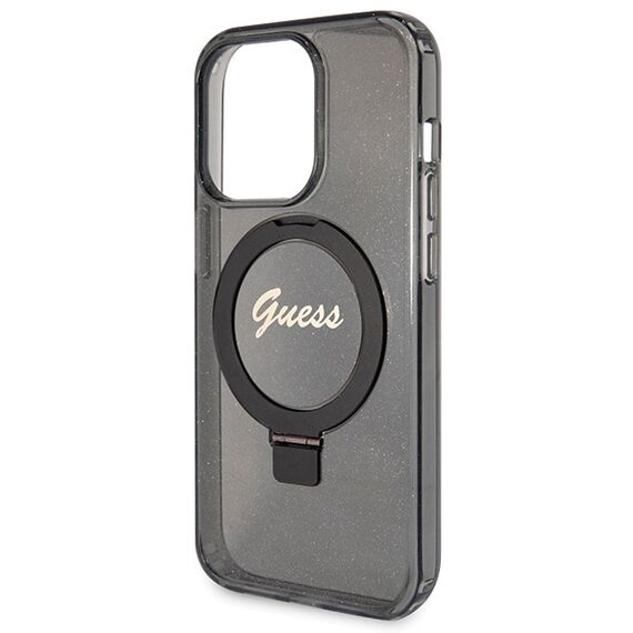 Guess Ring Stand Script Glitter MagSafe case for iPhone 14 Pro - black - Apple Cases - Cases - Techbox
