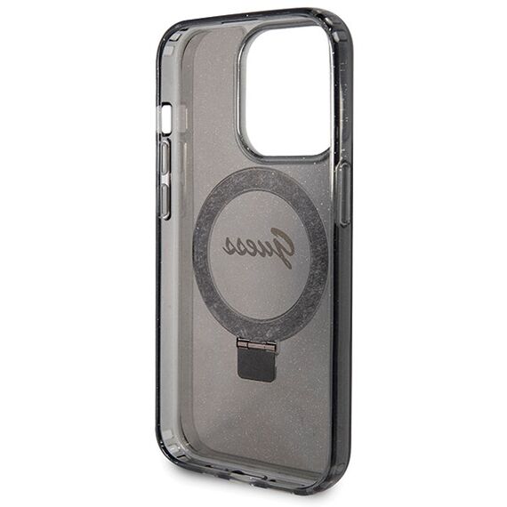 Guess Ring Stand Script Glitter MagSafe case for iPhone 14 Pro - black - Apple Cases - Cases - Techbox