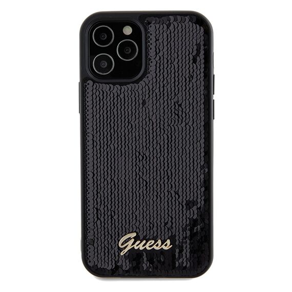 Guess Sequin Script Metal case for iPhone 12/12 Pro - black - Uncategorized Cases (2) - Cases - Techbox