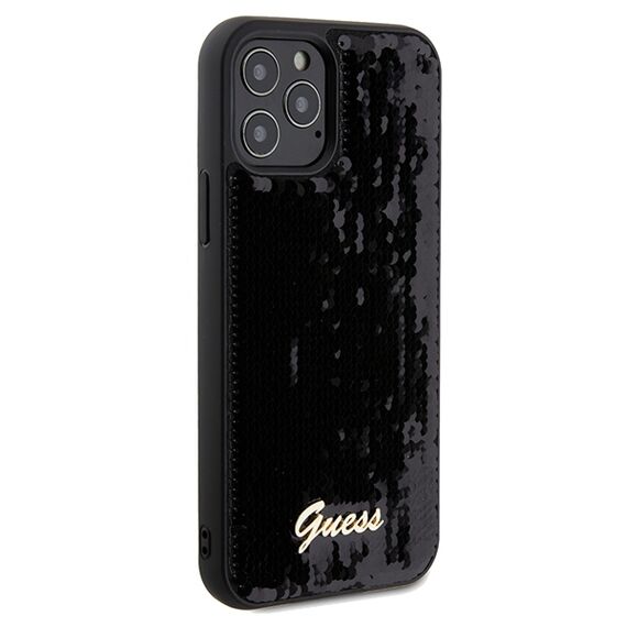 Guess Sequin Script Metal case for iPhone 12/12 Pro - black - Uncategorized Cases (2) - Cases - Techbox