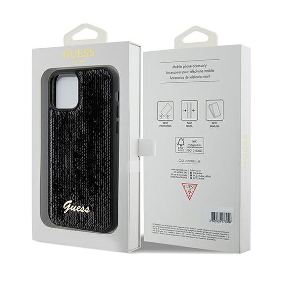 Guess Sequin Script Metal case for iPhone 12/12 Pro - black - Uncategorized Cases (2) - Cases - Techbox