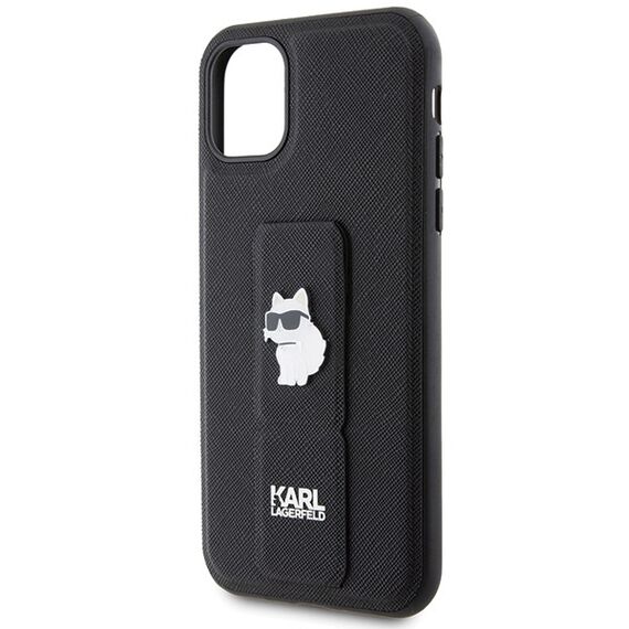 Karl Lagerfeld Gripstand Saffiano Choupette Pins Case for iPhone 11 / Xr - Black - Uncategorized Cases (2) - Cases - Techbox