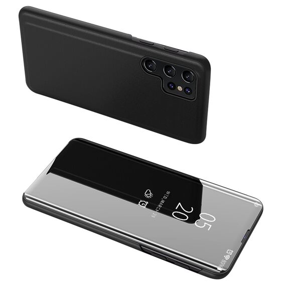 Clear View Case for Samsung S24 Ultra with flap - black | Techbox