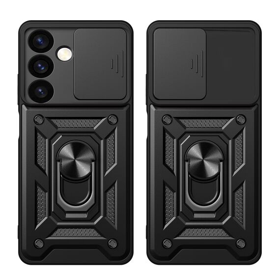 Hybrid Armor Camshield armored case for Samsung Galaxy S24+ with camera cover - black | Techbox
