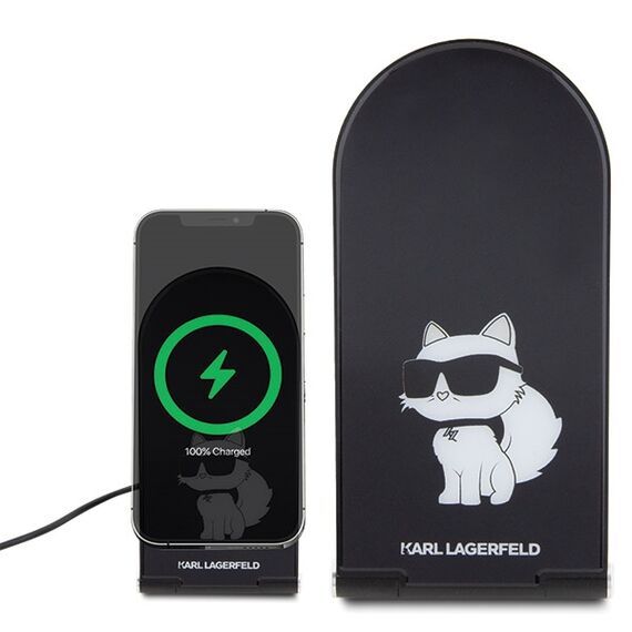 Karl Lagerfeld Choupette MagSafe induction charger 15W, foldable 2in1 - black | Techbox