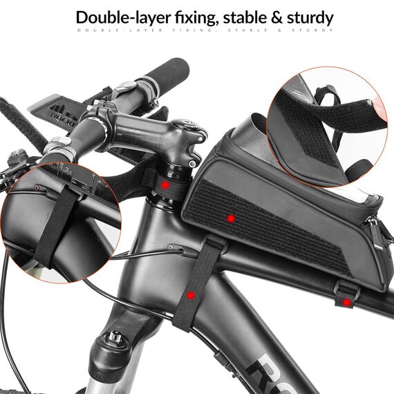 Rockbros 029-1BK bicycle bag for frame with phone cover - black - Bicycle - Sports & Fitness - Techbox