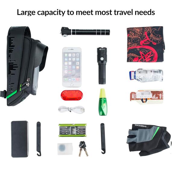 Rockbros 029-1BK bicycle bag for frame with phone cover - black - Bicycle - Sports & Fitness - Techbox