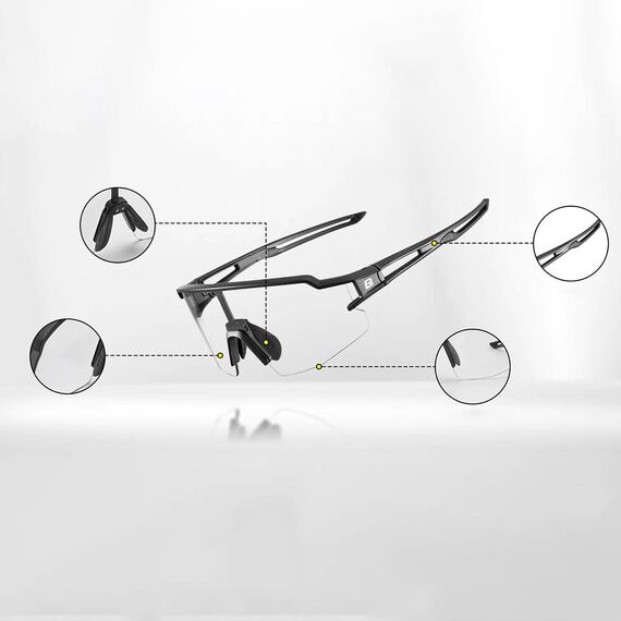 Rockbros 10173 photochromic UV400 cycling glasses - black and red - Bicycle - Sports & Fitness - Techbox