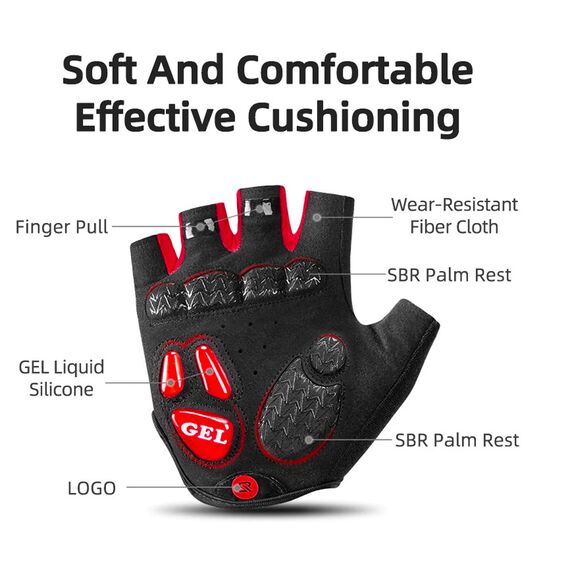 Rockbros S169BR XXL cycling gloves with gel inserts - black and red - Bicycle - Sports & Fitness - Techbox