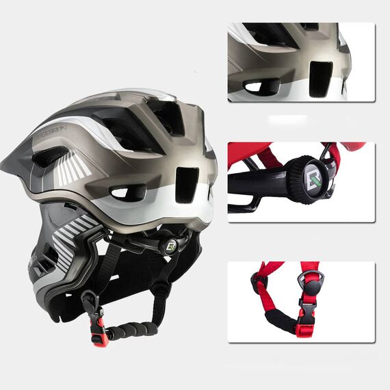 Rockbros TT-32SBTG-S children's bicycle helmet with removable chinbar, size S - gray - Bicycle - Sports & Fitness - Techbox