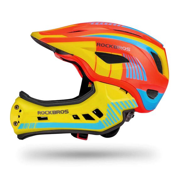 Rockbros TT-32SOYB-S children's bicycle helmet with detachable chinbar, size S - yellow-orange - Bicycle - Sports & Fitness - Techbox