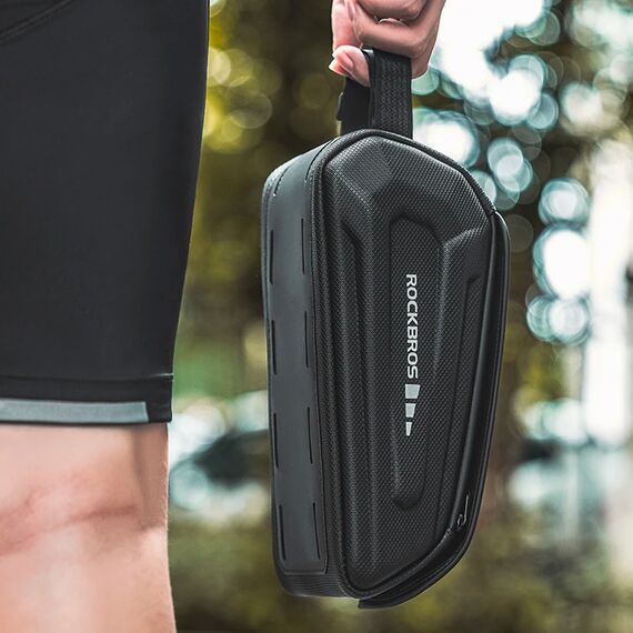 Rockbros 30120064001 bicycle bag waterproof for frame with phone cover - black - Bicycle - Sports & Fitness - Techbox