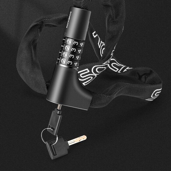 Rockbros 3230002001 bicycle lock with combination and key - black | Techbox