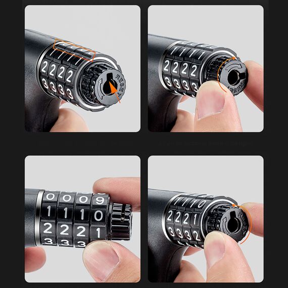 Rockbros 3230002001 bicycle lock with combination and key - black | Techbox