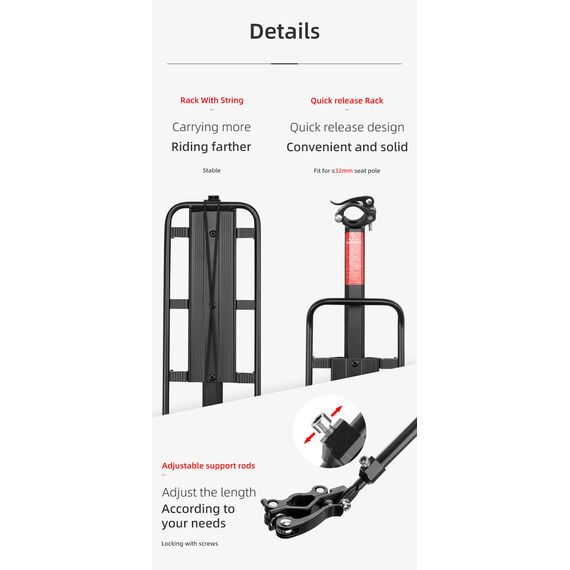 Rockbros 33210004001 bicycle rack with shelf - black - Bicycle - Sports & Fitness - Techbox
