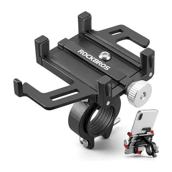 Rockbros 699-BK Aluminum Alloy Bicycle Phone Holder - Black - Bicycle - Sports & Fitness - Techbox