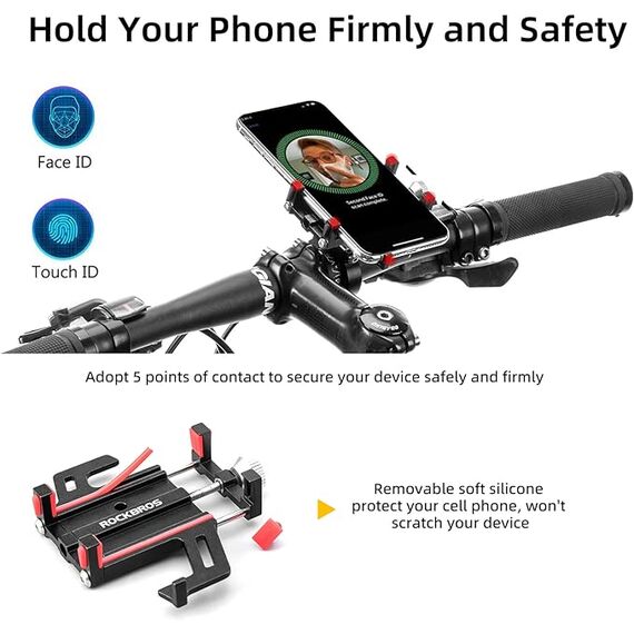 Rockbros 699-BK Aluminum Alloy Bicycle Phone Holder - Black - Bicycle - Sports & Fitness - Techbox