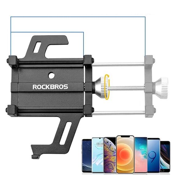Rockbros 699-BK Aluminum Alloy Bicycle Phone Holder - Black - Bicycle - Sports & Fitness - Techbox