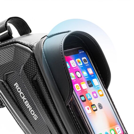 Rockbros B68-1 frame-mounted bicycle bag with phone pocket, 1.7l, black | Techbox