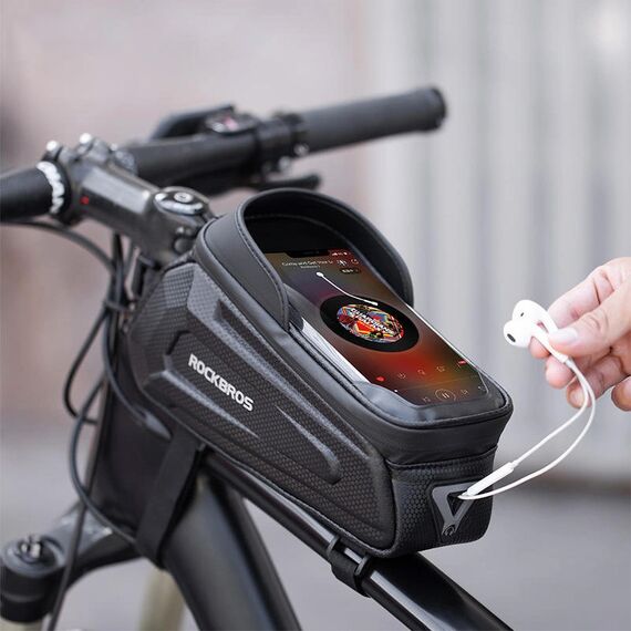 Rockbros B68-1 frame-mounted bicycle bag with phone pocket, 1.7l, black | Techbox