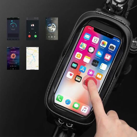 Rockbros B68 armored bicycle bag with phone cover 1.5l - black - Bicycle - Sports & Fitness - Techbox