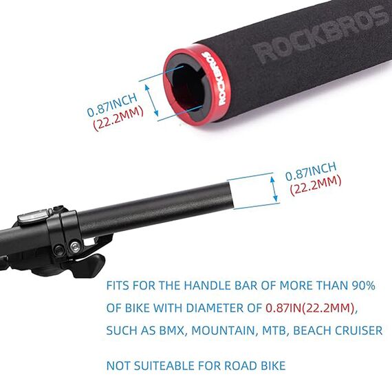 Rockbros BT1001BKRD sponge bicycle handlebar grips - black and red | Techbox