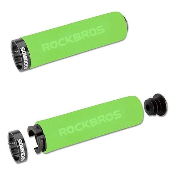 Rockbros BT1001GNBK sponge bicycle handlebar grips - green and black | Techbox