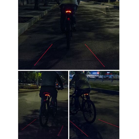 Rockbros LKWD-R1 Rear Bike Light with Laser and Remote Control + Micro USB - USB-A Cable - Black - Bicycle - Sports & Fitness - Techbox