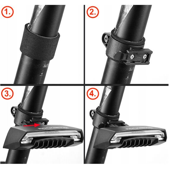 Rockbros LKWD-R1 Rear Bike Light with Laser and Remote Control + Micro USB - USB-A Cable - Black - Bicycle - Sports & Fitness - Techbox