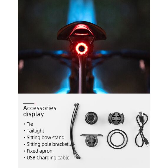 Rockbros Q3 rear bicycle lamp with intelligent stop system - black - Bicycle - Sports & Fitness - Techbox