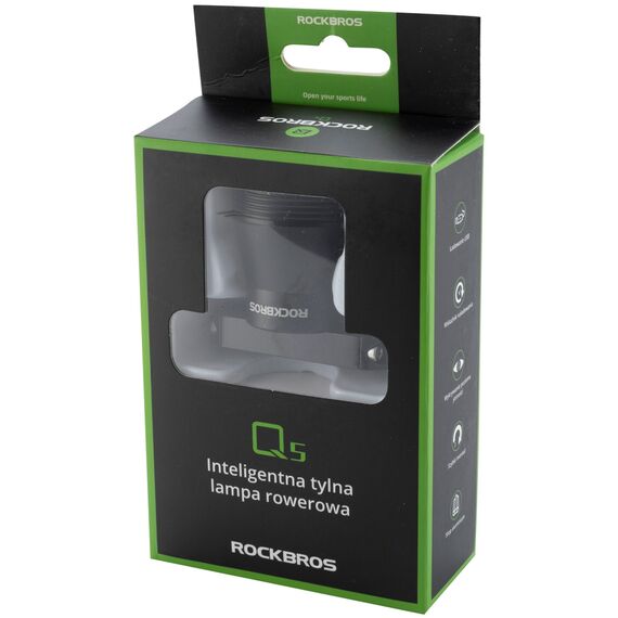 Rockbros Q5 Rear Bike Light with Intelligent Stop System - Black - Bicycle - Sports & Fitness - Techbox