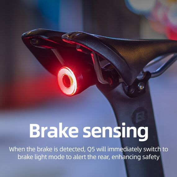 Rockbros Q5 Rear Bike Light with Intelligent Stop System - Black - Bicycle - Sports & Fitness - Techbox