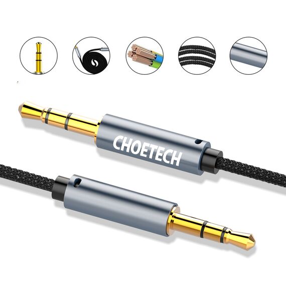 Choetech AUX002 cable mini jack 3.5mm (male) / mini jack 3.5mm (male) 1.2m - black - Cables & Adapters - Cables & Accessories - Techbox