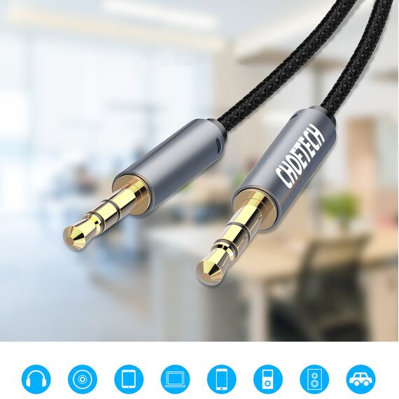 Choetech AUX002 cable mini jack 3.5mm (male) / mini jack 3.5mm (male) 1.2m - black - Cables & Adapters - Cables & Accessories - Techbox