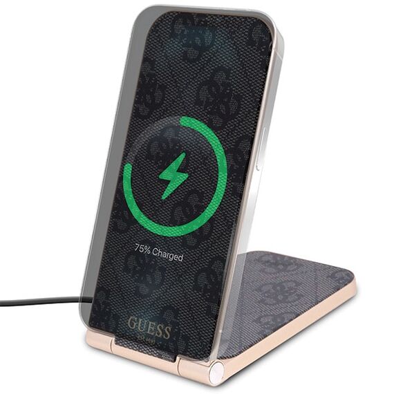 Guess 4G Pattern MagSafe foldable 2in1 15W inductive charger - black - Wireless Chargers - Smartphone Chargers - Techbox