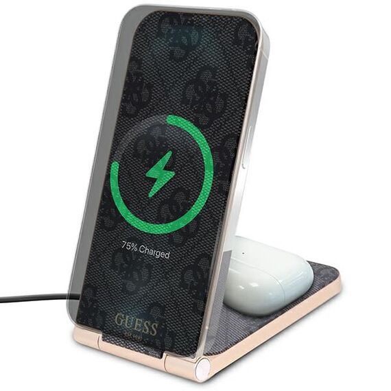 Guess 4G Pattern MagSafe foldable 2in1 15W inductive charger - black - Wireless Chargers - Smartphone Chargers - Techbox