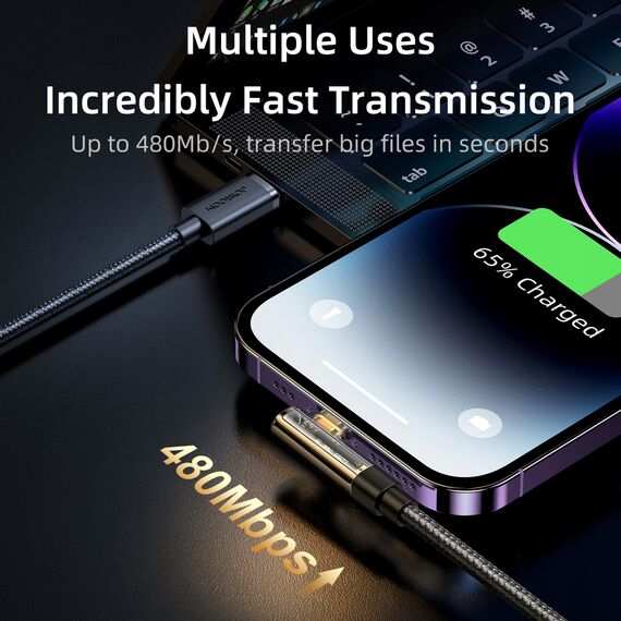 Joyroom S-CL020A6 Lightning cable angled - USB-C fast charging and transfer 20W 1.2 m - blue - Cables & Adapters - Cables & Accessories - Techbox