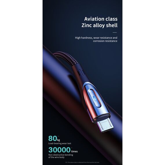 Joyroom S-M411 3A 2m USB-A - micro USB cable with charging indicator - black - Cables & Adapters - Cables & Accessories - Techbox