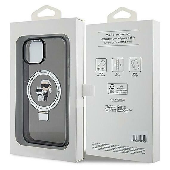 Karl Lagerfeld Ring Stand Karl&amp;Choupette MagSafe case for iPhone 14 / 15 / 13 - black - Apple Cases - Cases - Techbox