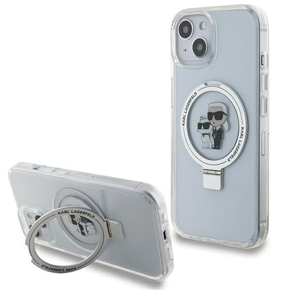 Karl Lagerfeld Ring Stand Karl&amp;Choupette MagSafe case for iPhone 14 / 15 / 13 - white - Apple Cases - Cases - Techbox