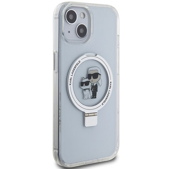 Karl Lagerfeld Ring Stand Karl&amp;Choupette MagSafe case for iPhone 14 / 15 / 13 - white - Apple Cases - Cases - Techbox