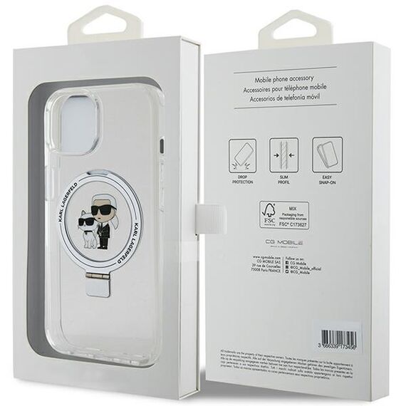 Karl Lagerfeld Ring Stand Karl&amp;Choupette MagSafe case for iPhone 14 / 15 / 13 - white - Apple Cases - Cases - Techbox