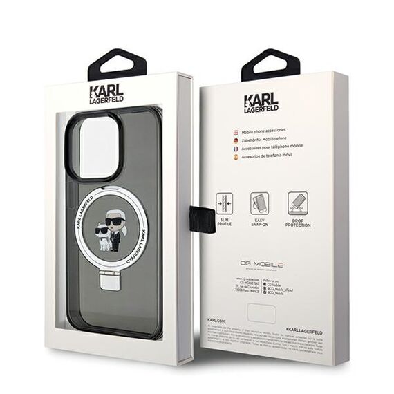 Karl Lagerfeld Ring Stand Karl&Choupette MagSafe case for iPhone 14 Pro - black | Techbox