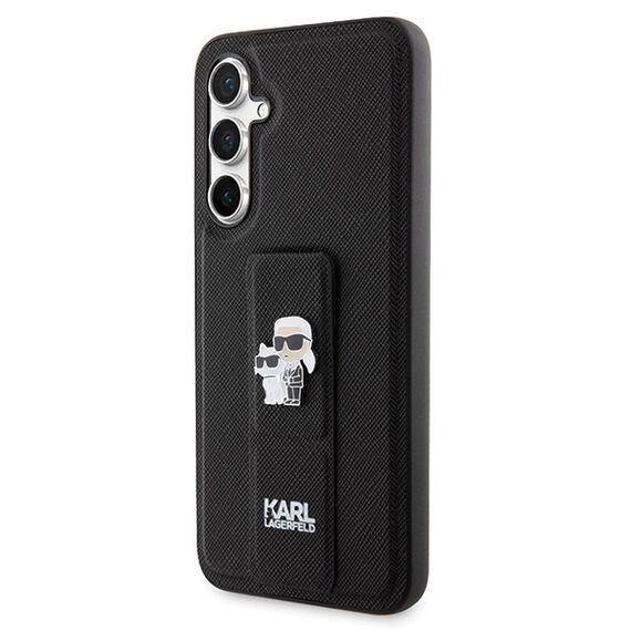 Karl Lagerfeld Gripstand Saffiano Karl&Choupette Pins case for Samsung Galaxy S23 FE - black | Techbox