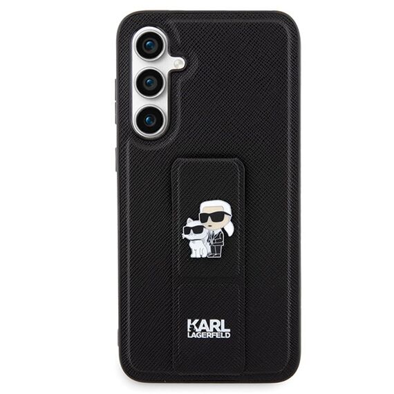 Karl Lagerfeld Gripstand Saffiano Karl&Choupette Pins case for Samsung Galaxy S23 FE - black | Techbox