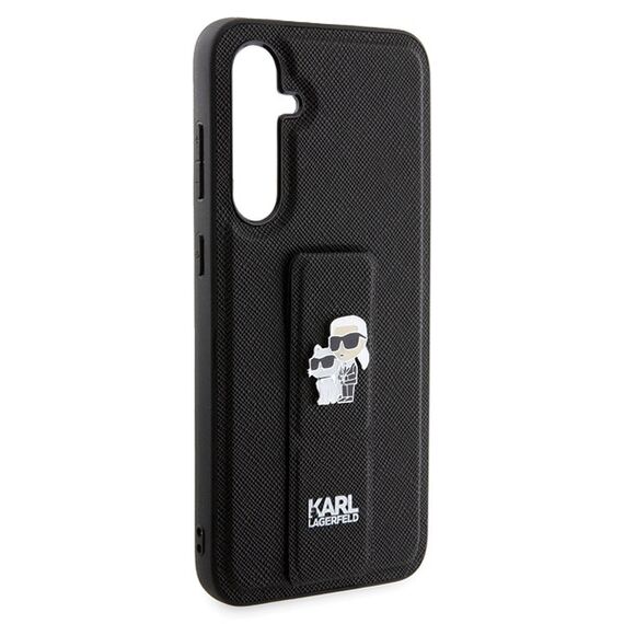Karl Lagerfeld Gripstand Saffiano Karl&Choupette Pins case for Samsung Galaxy S23 FE - black | Techbox