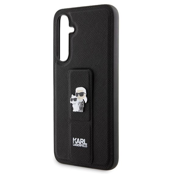 Karl Lagerfeld Gripstand Saffiano Karl&Choupette Pins case for Samsung Galaxy S23 FE - black | Techbox