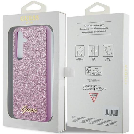 Guess Glitter Script case for Samsung Galaxy S24 - purple | Techbox